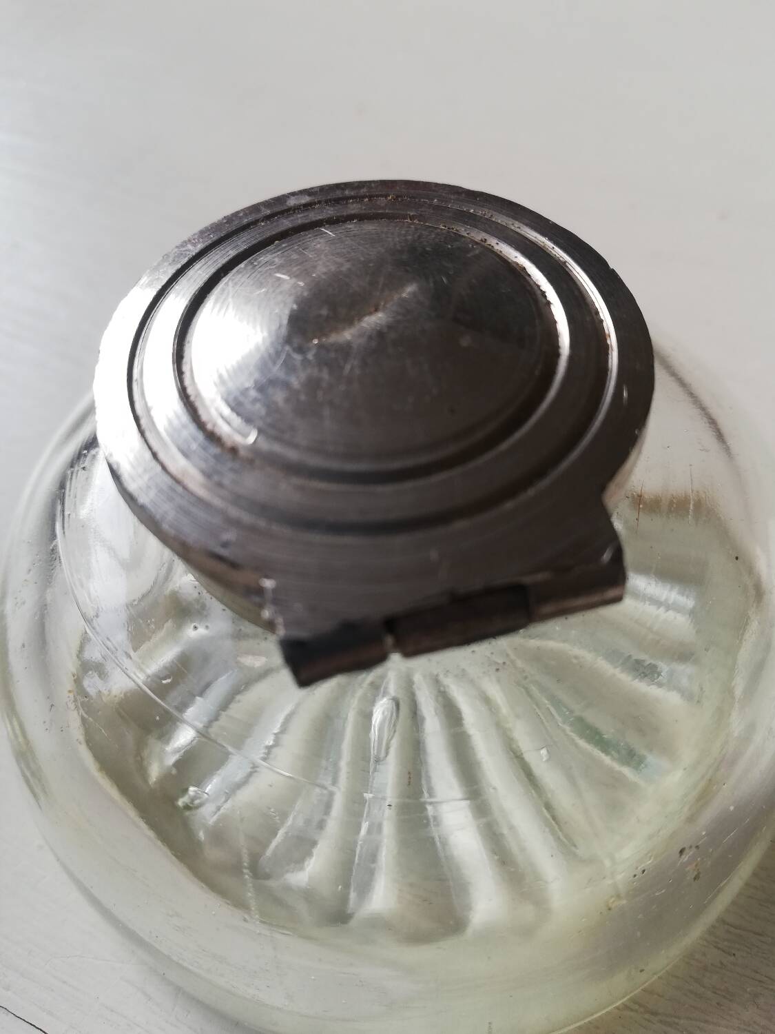 Glass and metal inkwell