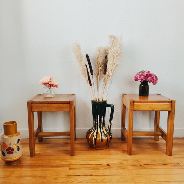 Paire de bouts de canapé vintage style scandinave