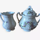Duo de sucrier et pot à lait en porcelaine et service 1900