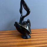Black ceramic figurine of 2 Pelicans by Miroslav Smutny 1960s