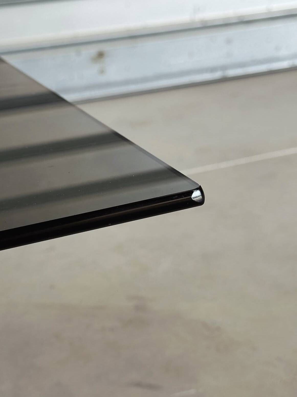 Vintage coffee table — smoked glass & chrome