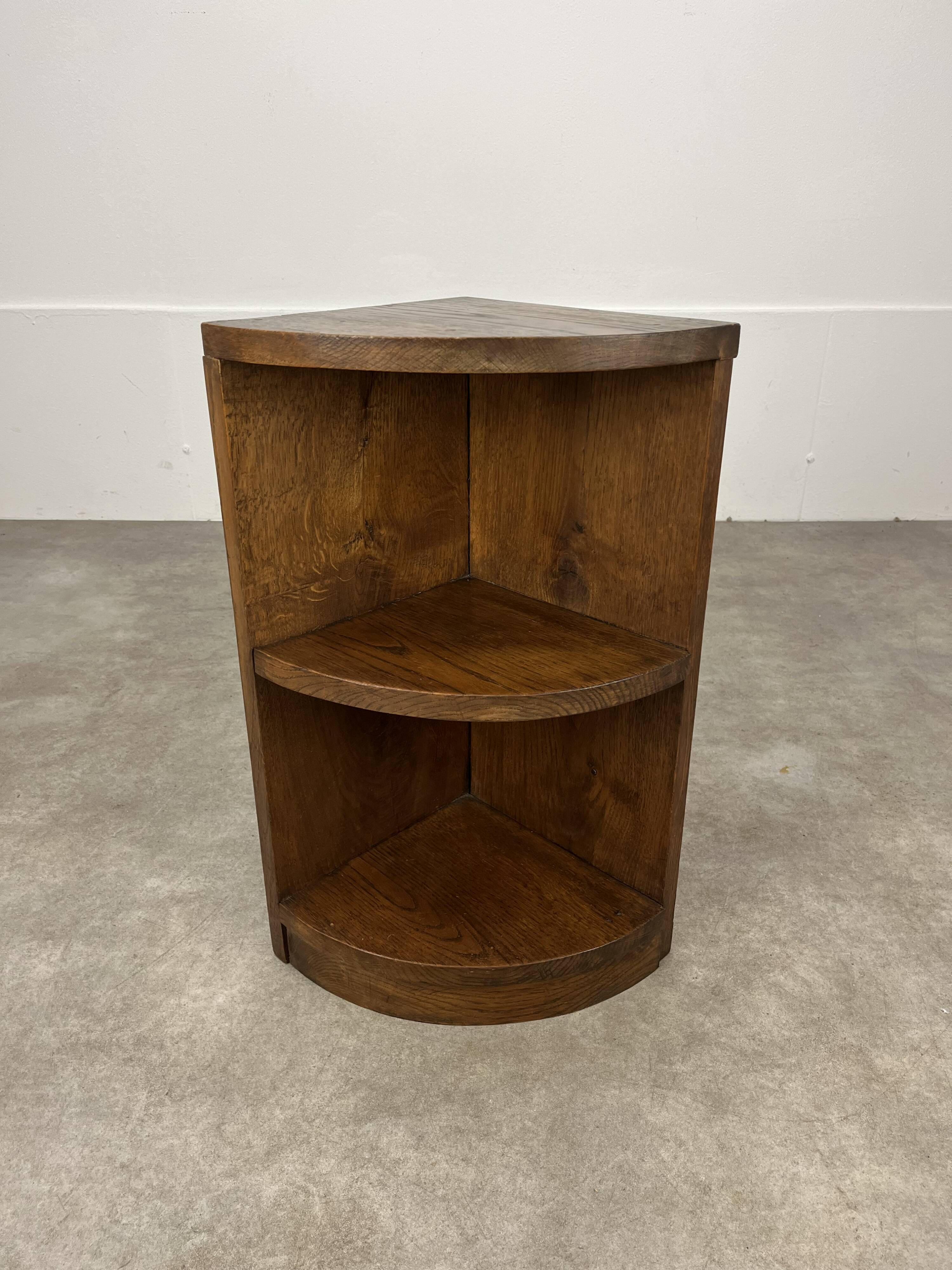 Art Deco corner unit in solid oak, corner cupboard