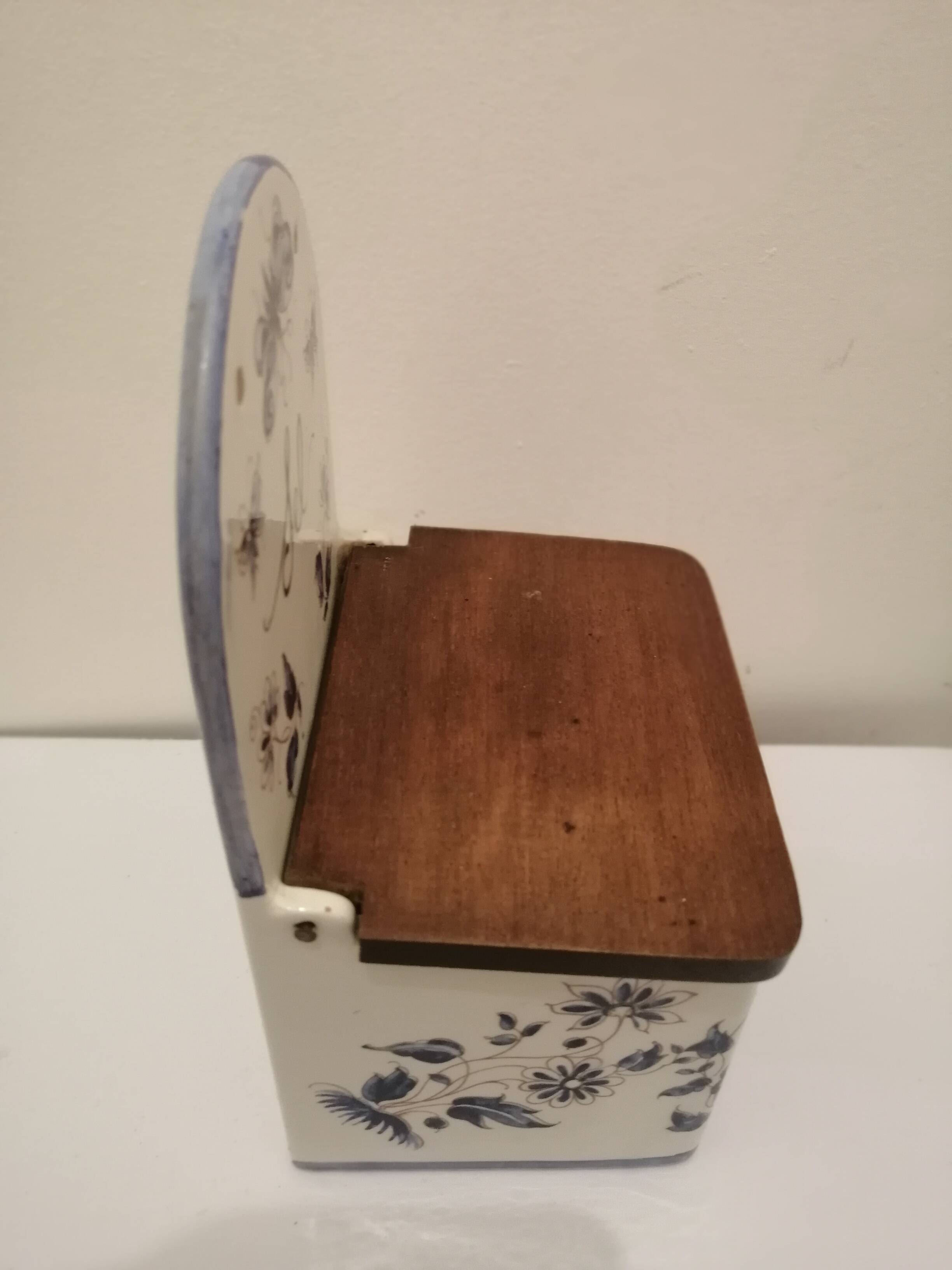 Vintage ceramic and wood salt box