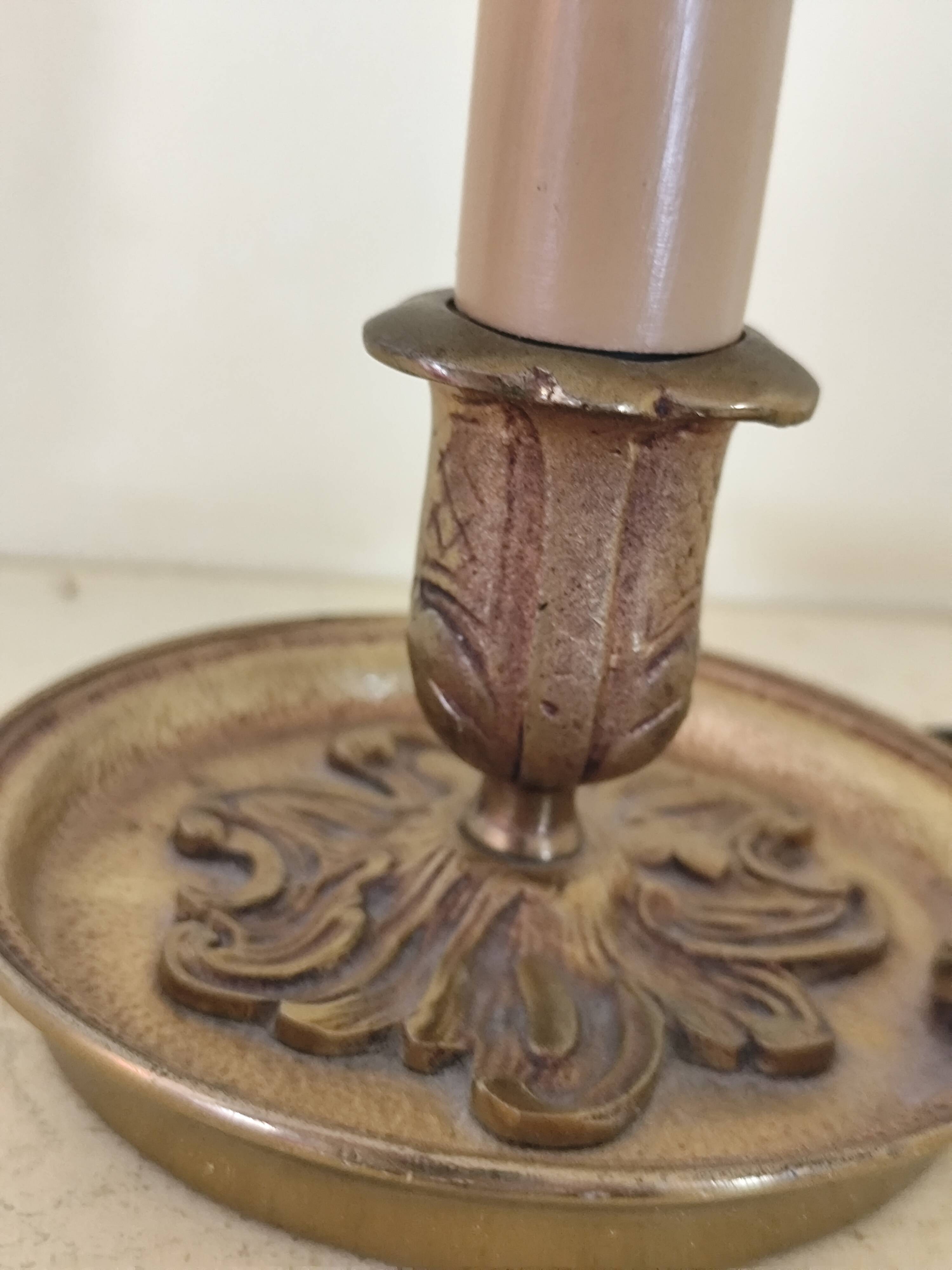 Lampe de chevet  en bronze - bougeoir  à main