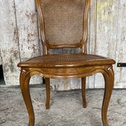 Chaise ancienne style louis xv merisier + assise cannée vintage
