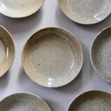 7 assiettes en grès moucheté
