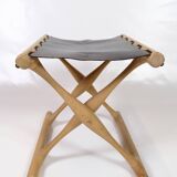Stool Model PH 43 Made In Oak & Stretched Black Full Grain Leather By Poul Hundevad