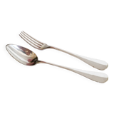 Silver cutlery set, 1 fork and 1 spoon, J Casses et Cie