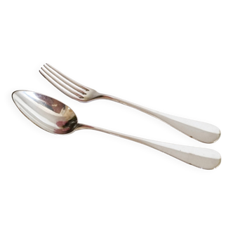 Set de couverts en argent , 1 fourchette et 1 cuillère , J Casses et Cie