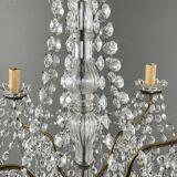 Lustre à pampilles en cristal et bronze, XXe siècle