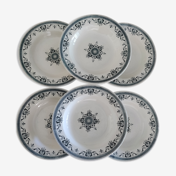 Assiettes demi creuses Creil et Montereau "Amiral" Terre de Fer