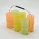 Service of vintage granita glasses, with glass holder / golden metal basket