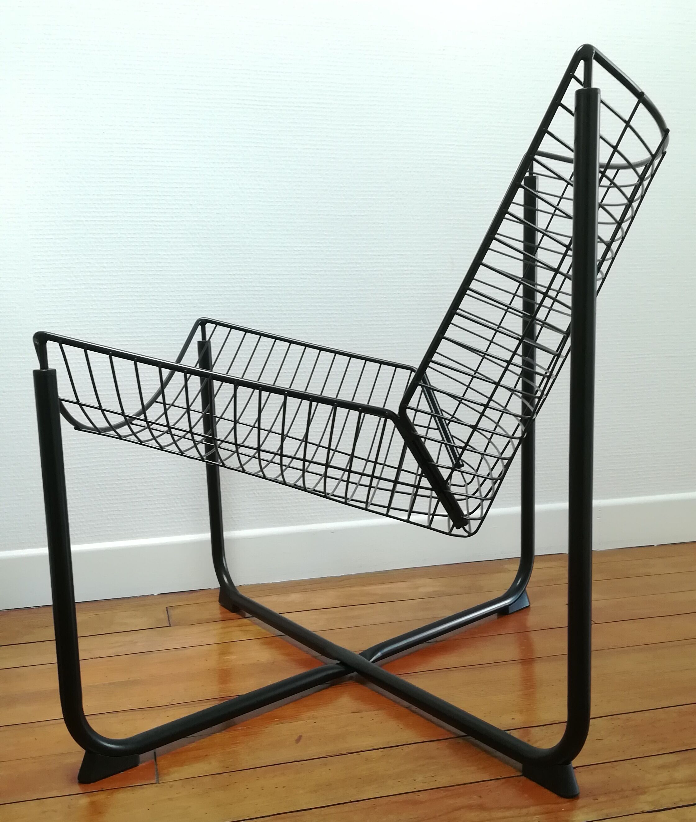 Black metal armchair design by Niels Gammelgard, new edition Ikea