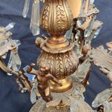 Lustre en bronze pampilles et décor anges