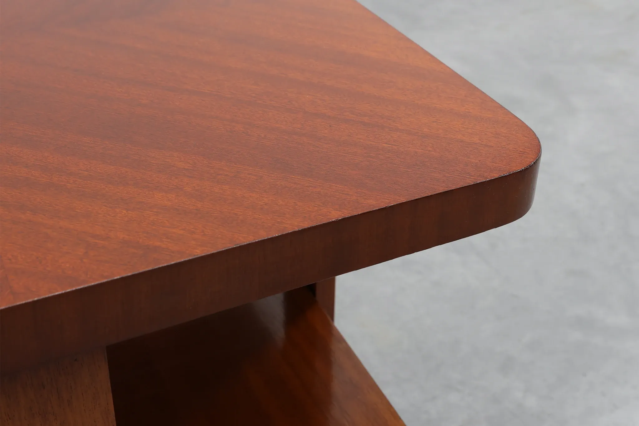Art Deco Walnut Veneer Side Table with Shelf, Belgium, 1920s