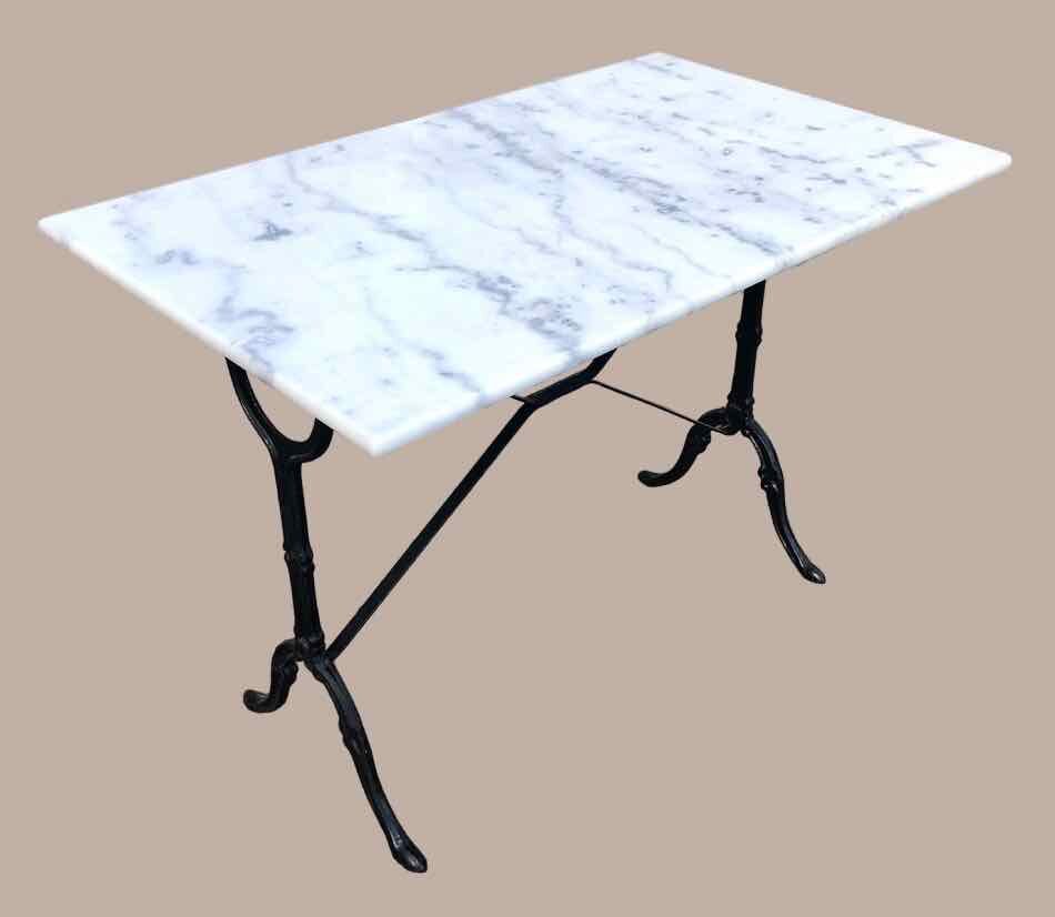 Table bistrot marbre et fonte