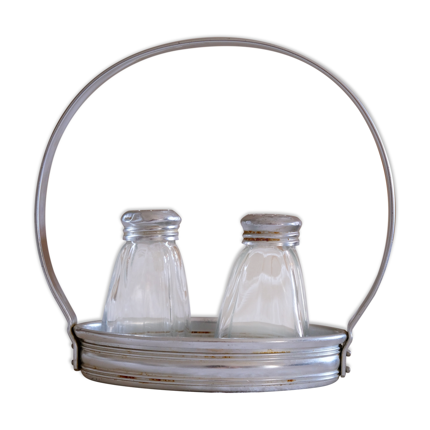 Vintage tablepiece, pepper salt, stainless steel