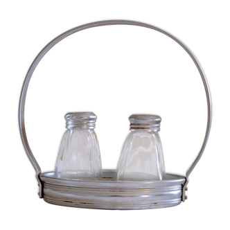 Vintage tablepiece, pepper salt, stainless steel