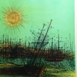 Lithograph "Cathedral of Boats" Jean Carzou (1907-2000)