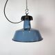 Industrial Blue Enamel Factory Lamp with Cast Iron Top, 1960s