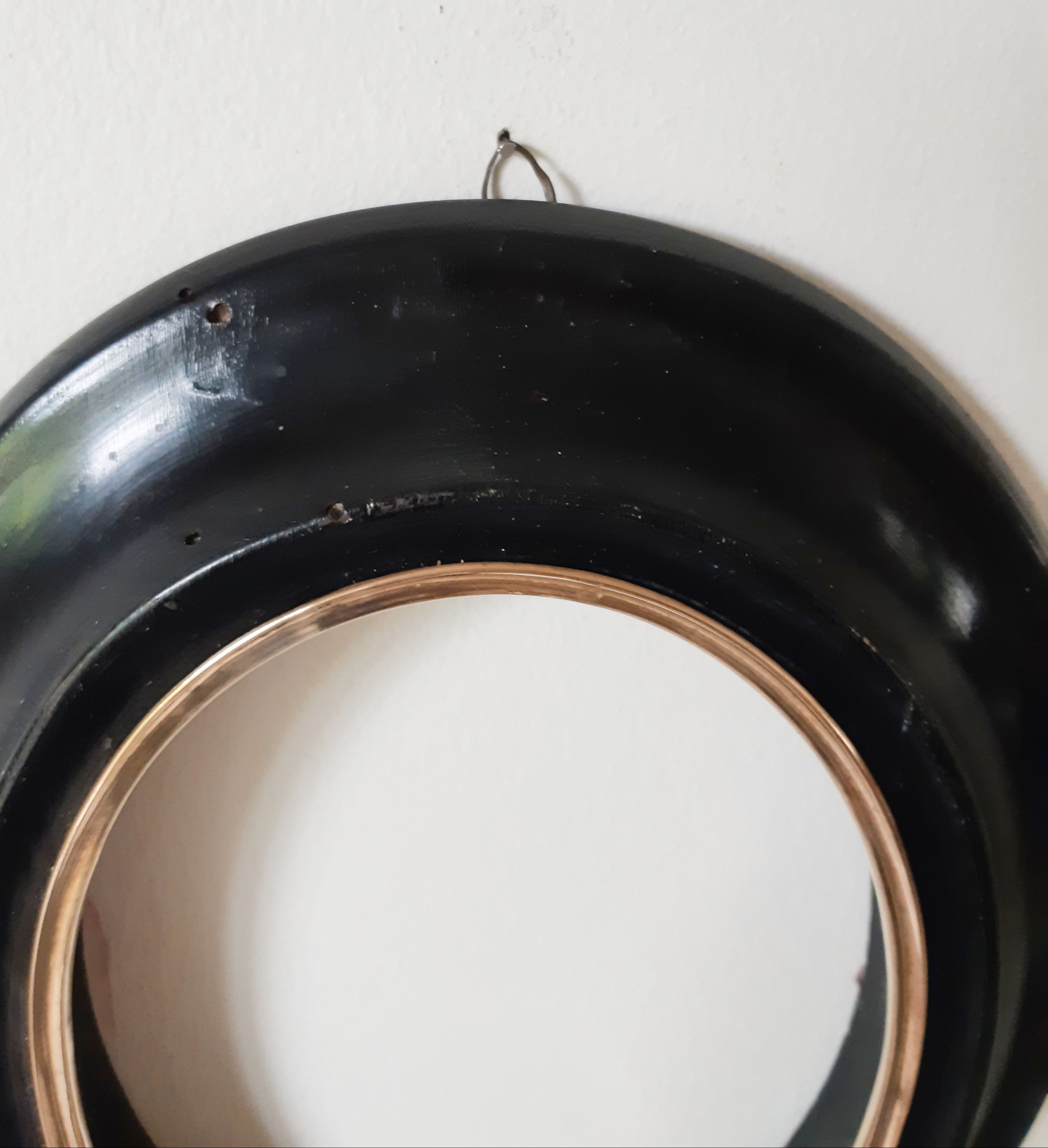 Napoleon III oval frame in blackened wood and brass (without glass) Paray le Monial