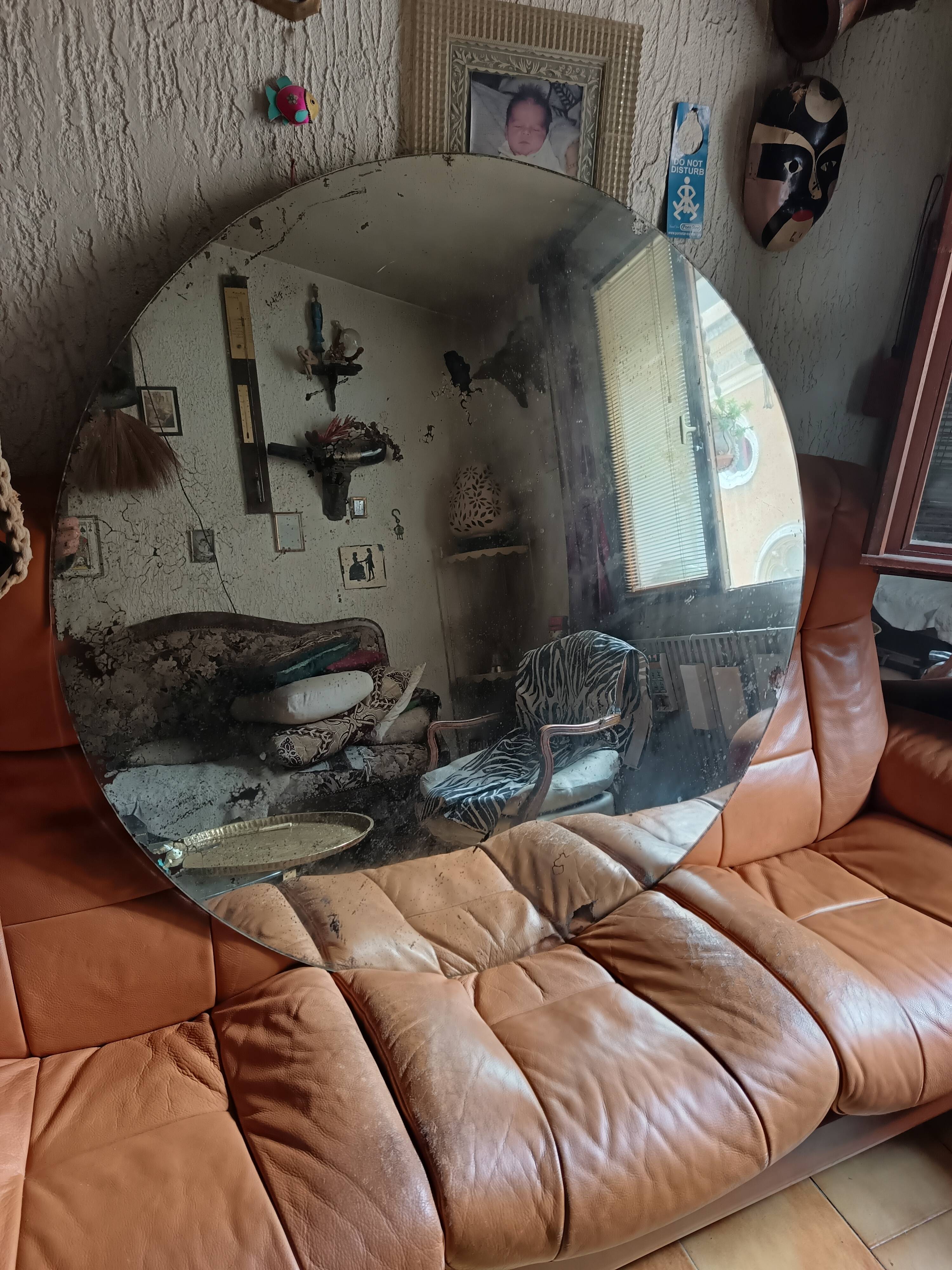 Italian round wall mirror from the 1960s.