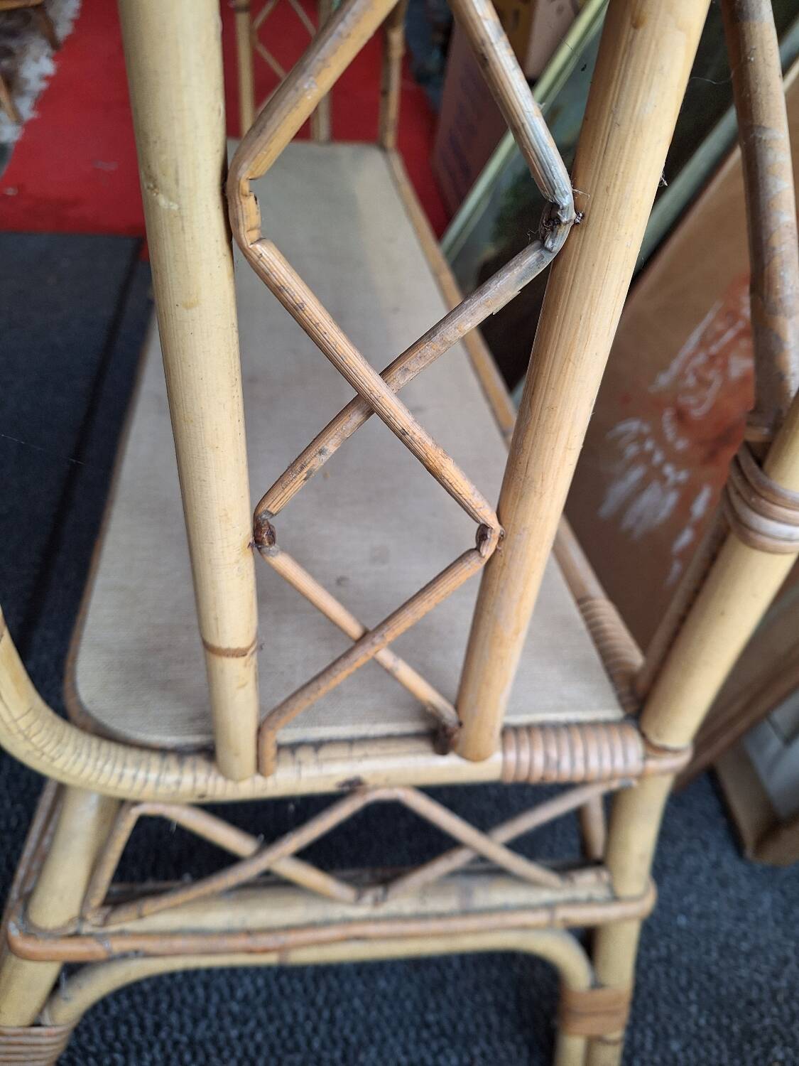 Vintage rattan shelf