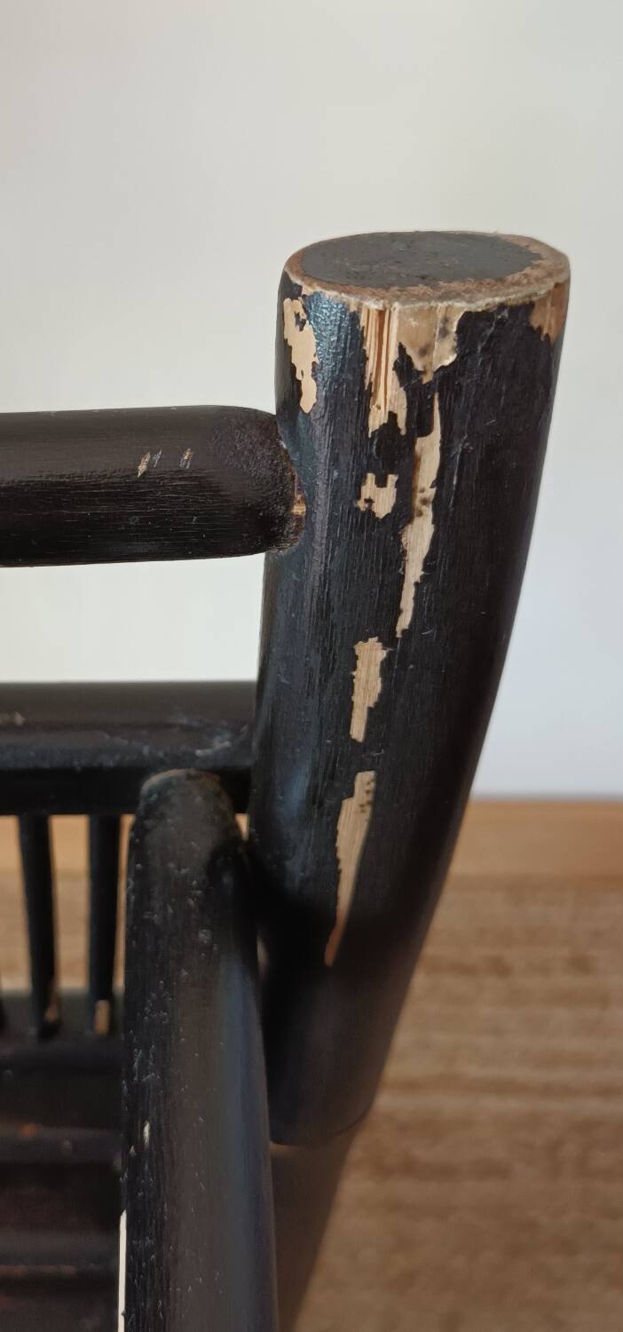 Vintage 50's black lacquered bamboo trolley