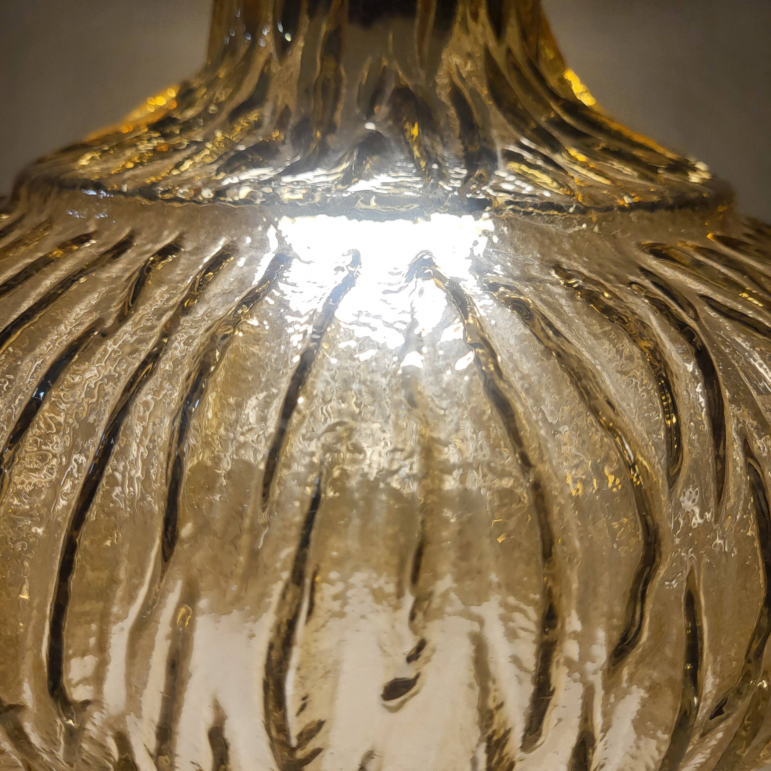 Amber glass pendant, iridescent gold, vintage 1960-70.