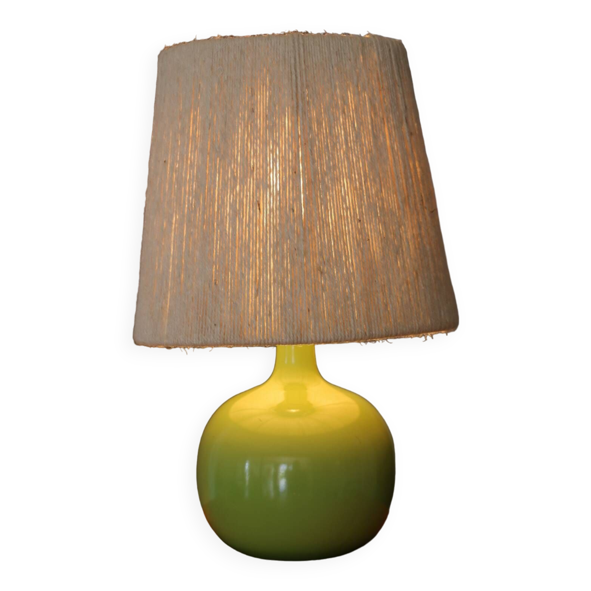 Green wooden lamp base (without lampshade)