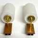 Pair of Scandinavian Wall Lights - Opaline Brass Wood - 50's 60's