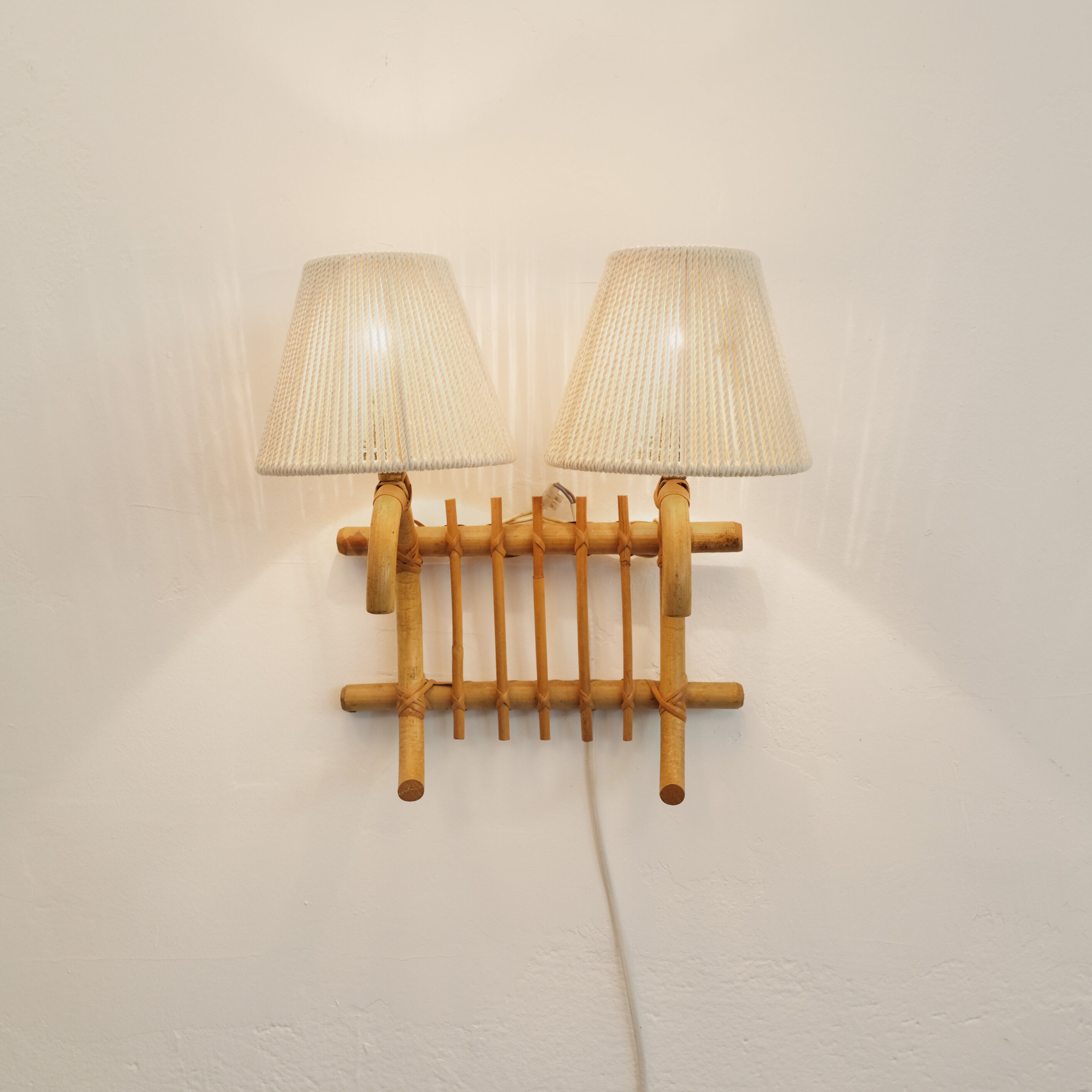 Sconce to 2 rattan fires, 1960/1970