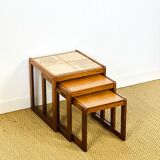 Teak and ceramic nesting coffee table