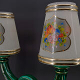 Paire de lampes en faïence verte et dorée, circa 1940