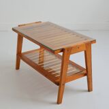 Table basse / Table d’appoint en pin double plateau 1970s