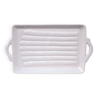 Italian White Majolica Rectangular Dish or Plate circa Asparagus Majolica