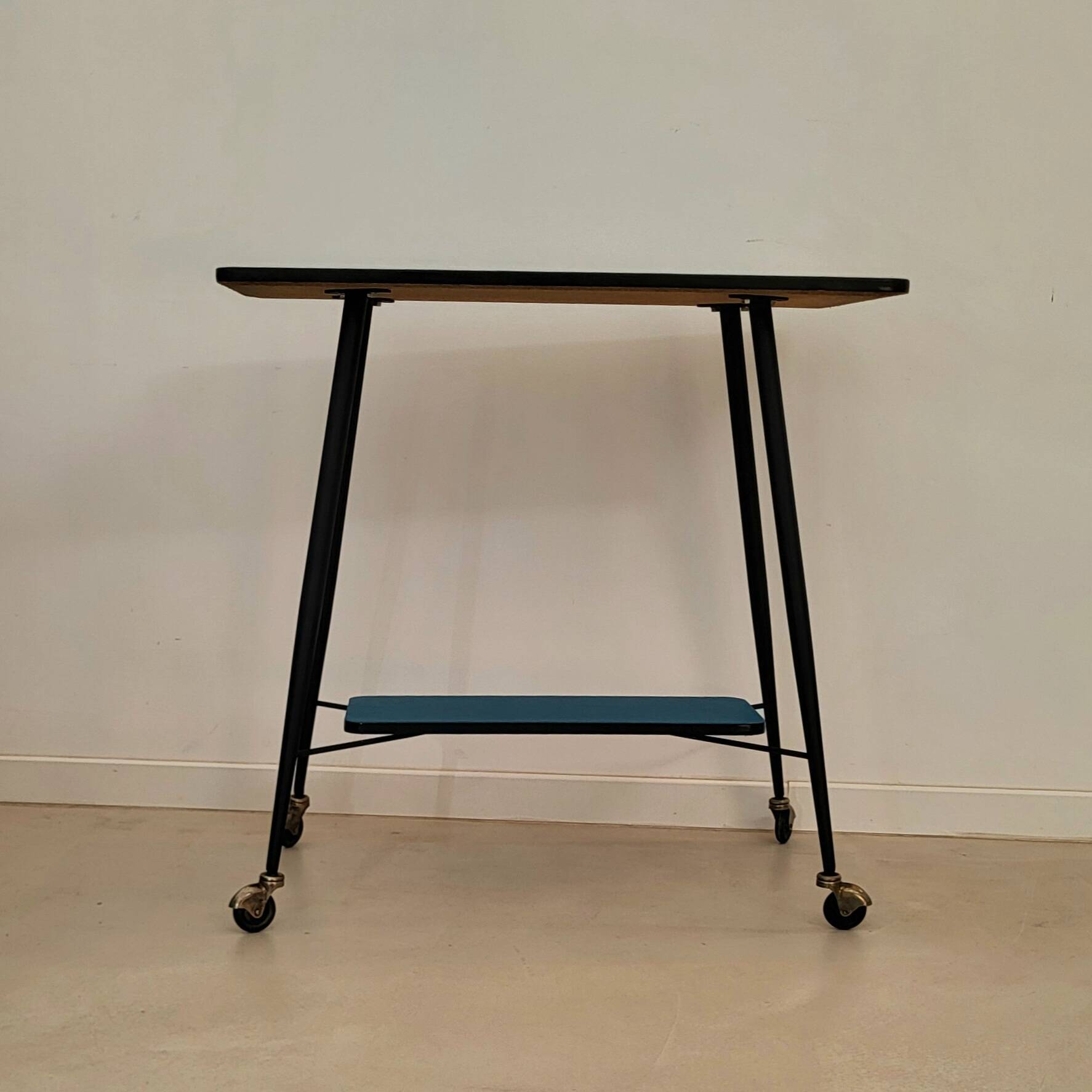 Vintage petrol blue serving trolley