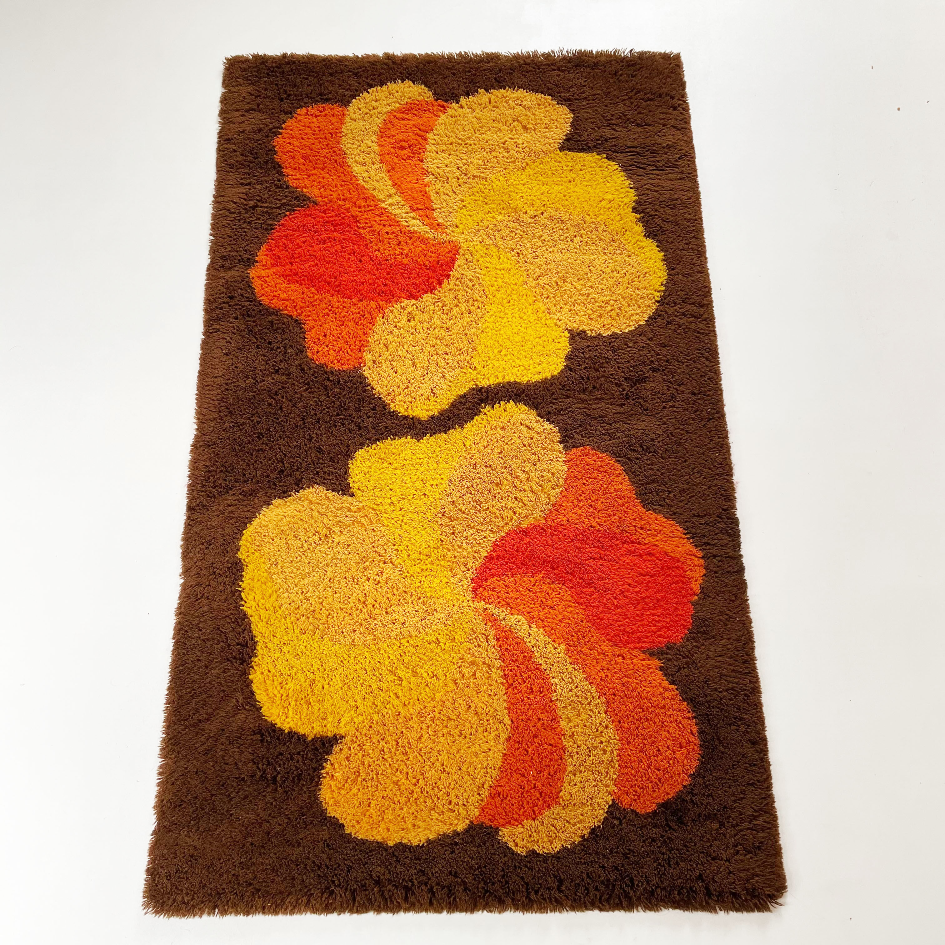 Multi-color vintage 1970s modernist high pile panton style rug, germany, 1970s