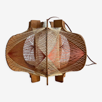 Suspension bois et fil vintage