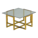 Table basse géométrique de style Régence en laiton patiné, années 1970