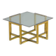 Geometrical regency coffee table in patinated brass, 1970s