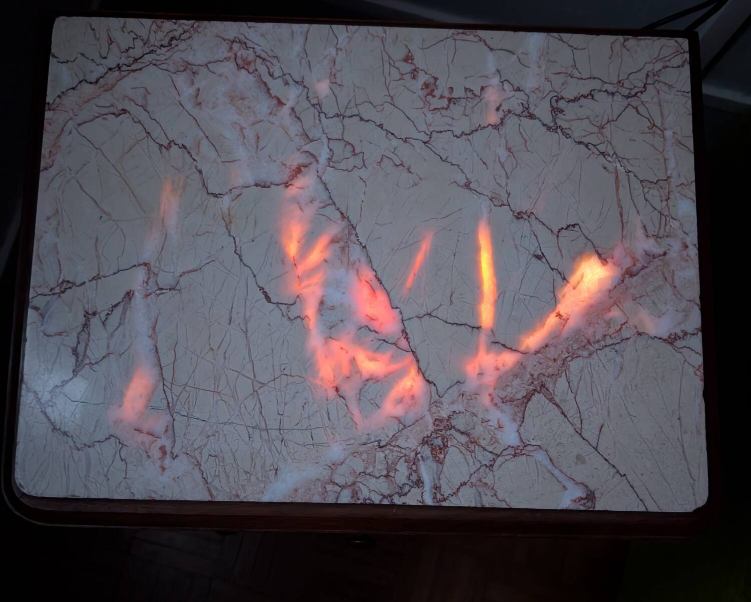 Vintage furniture in solid walnut and marble