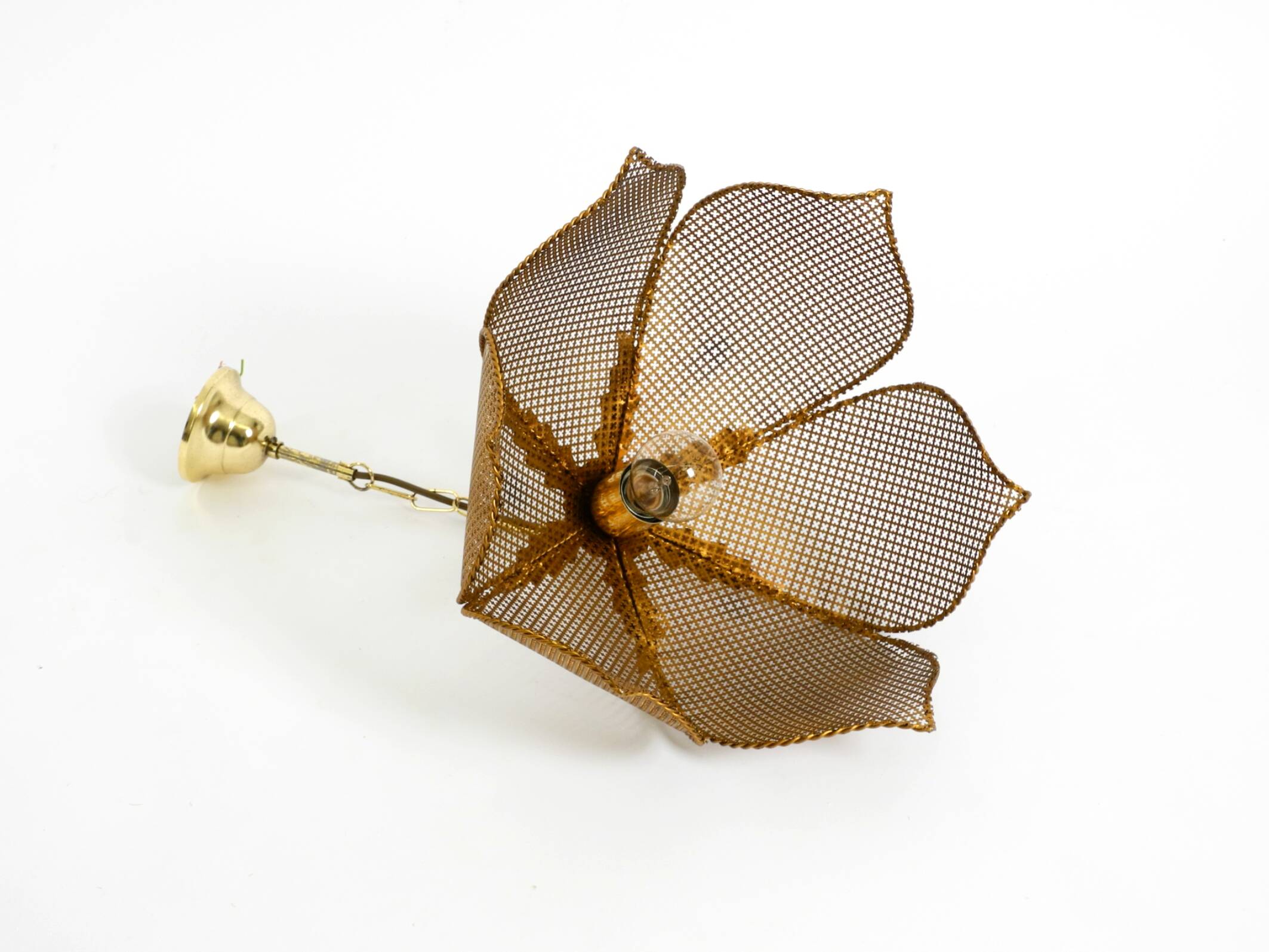 Beautiful rare 1980s Regency floral design brass ceiling lamp