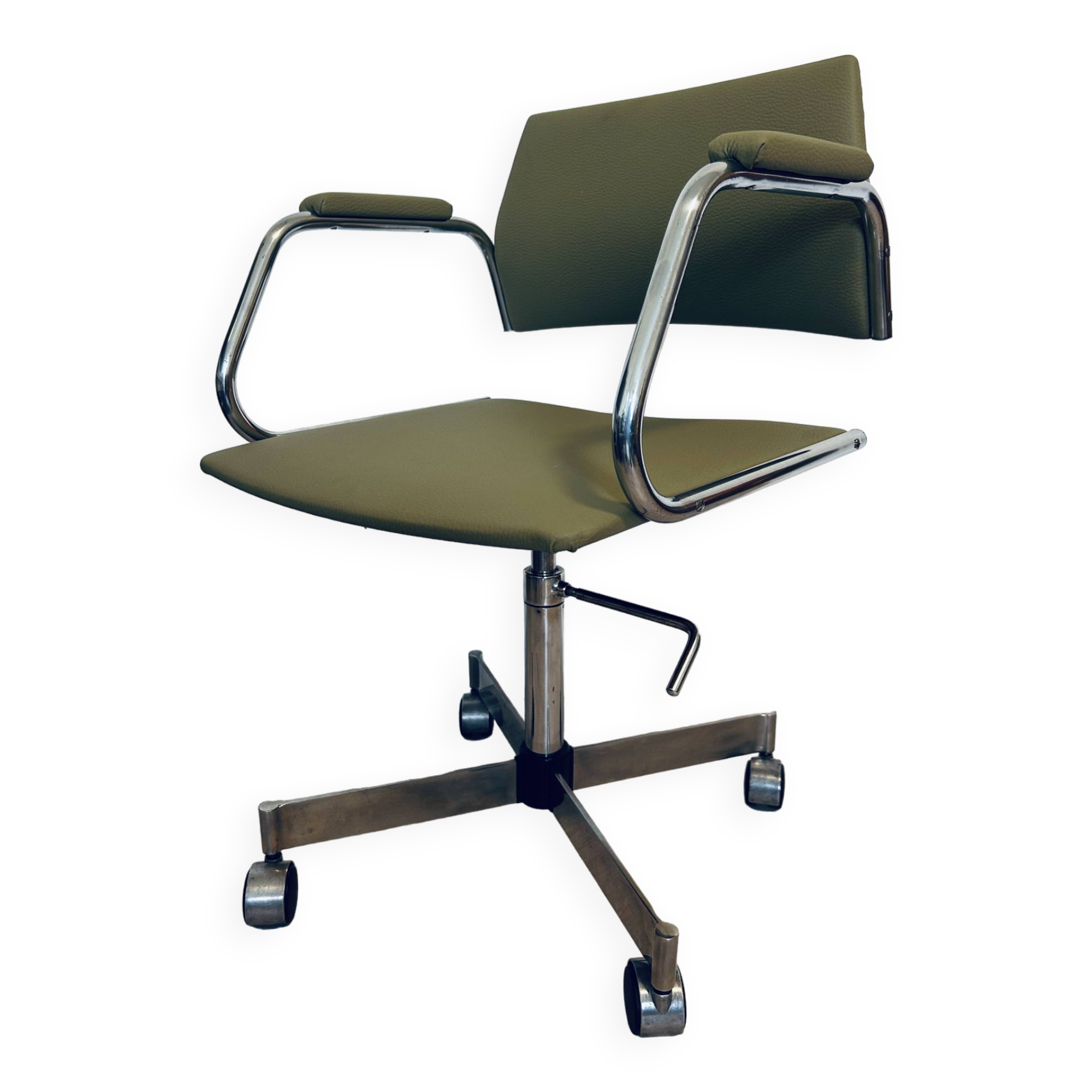 Vintage Light Olive Office Arm Chair by Kovona from Czechoslovakia 1970’s