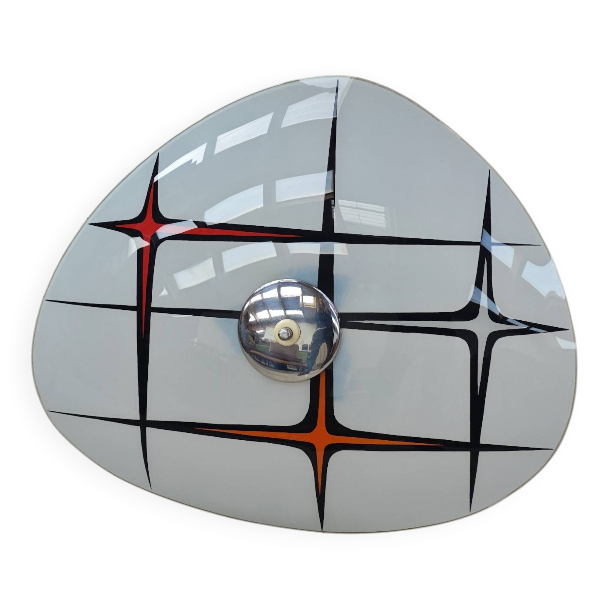 Modernist Czechoslovakian Zukov pendant light, geometric pattern, 1960