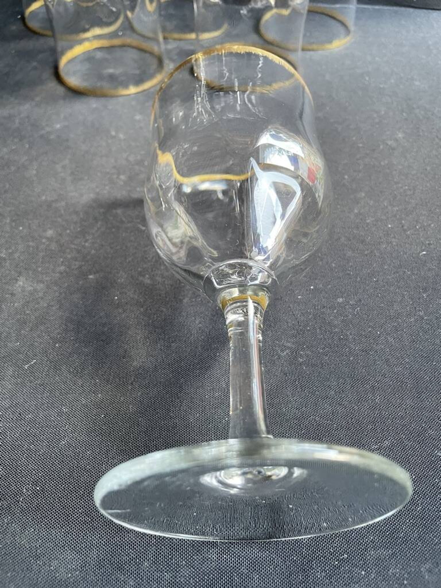 6 Daum water glasses with gold putoises