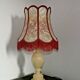 French vintage round marble table lamp with hide skin decorative shade