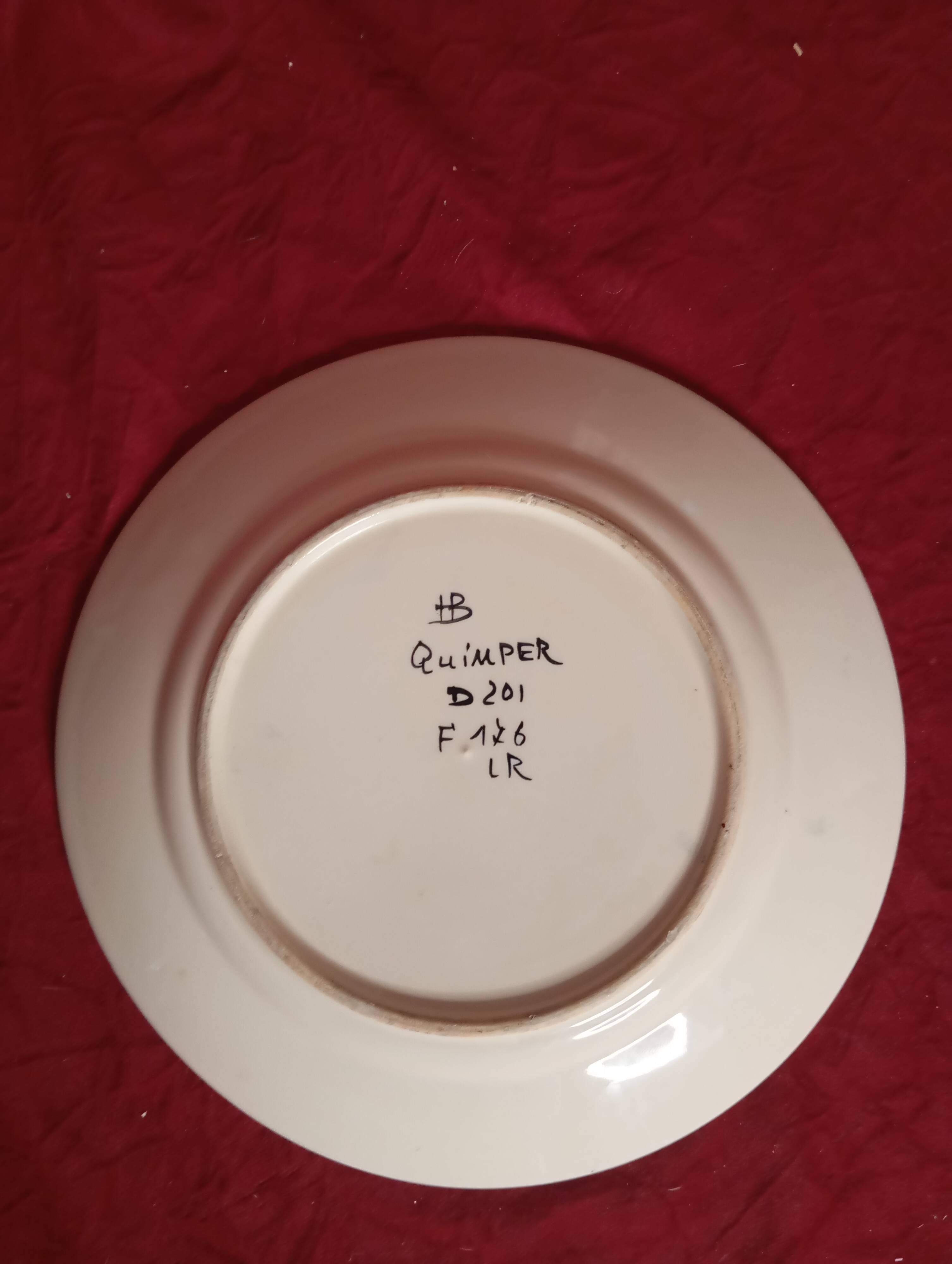 Hb quimper earthenware plate