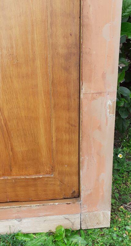 Cupboard door frame 121x97cm old wood paneled molded