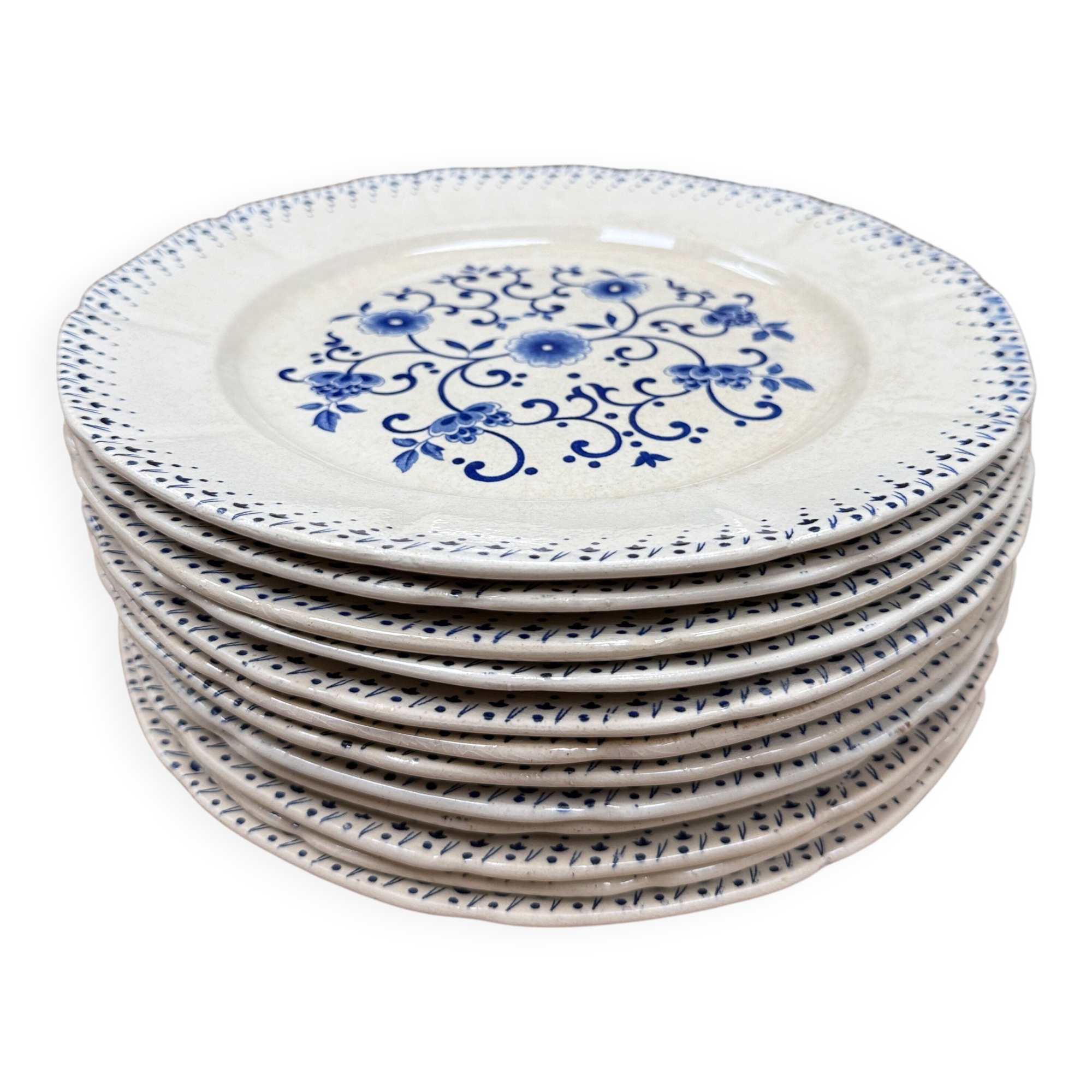 Large flat plates ironstone Boch Frères